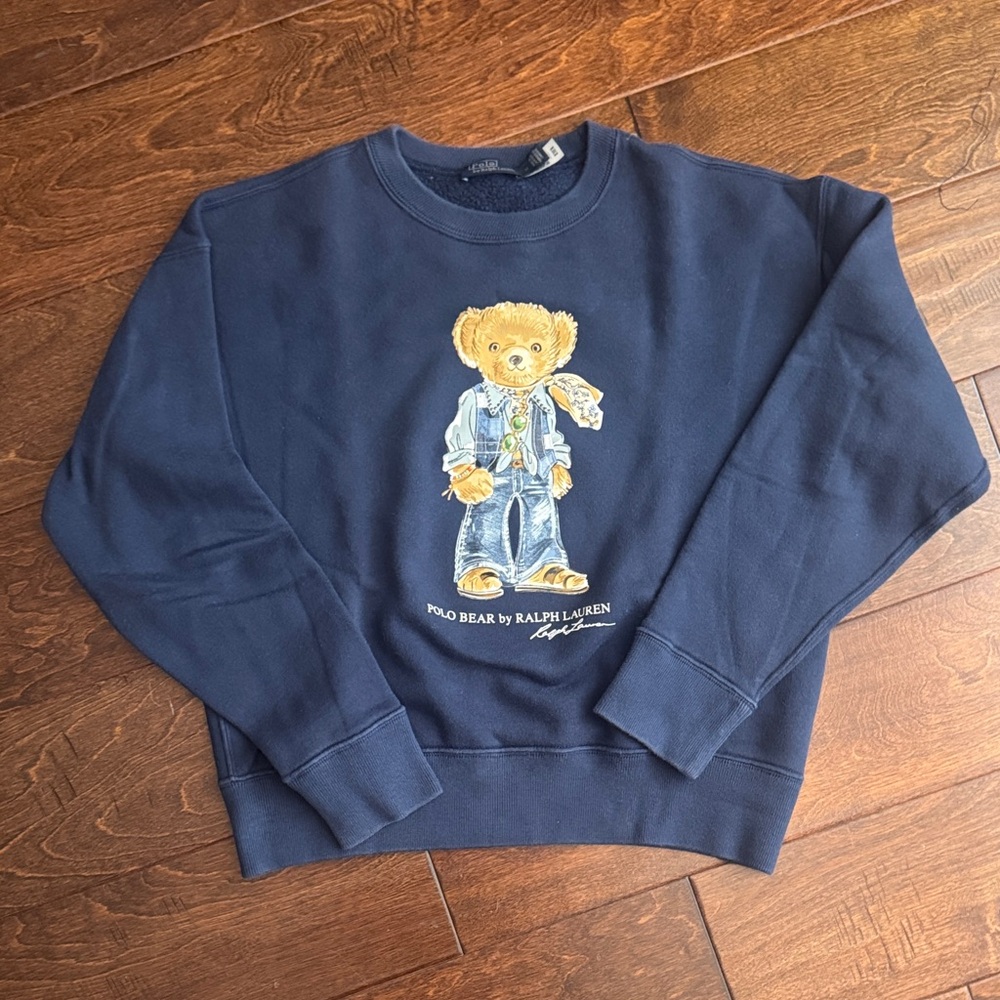 Ralph Lauren Blue Crewneck with Polo Bear Design